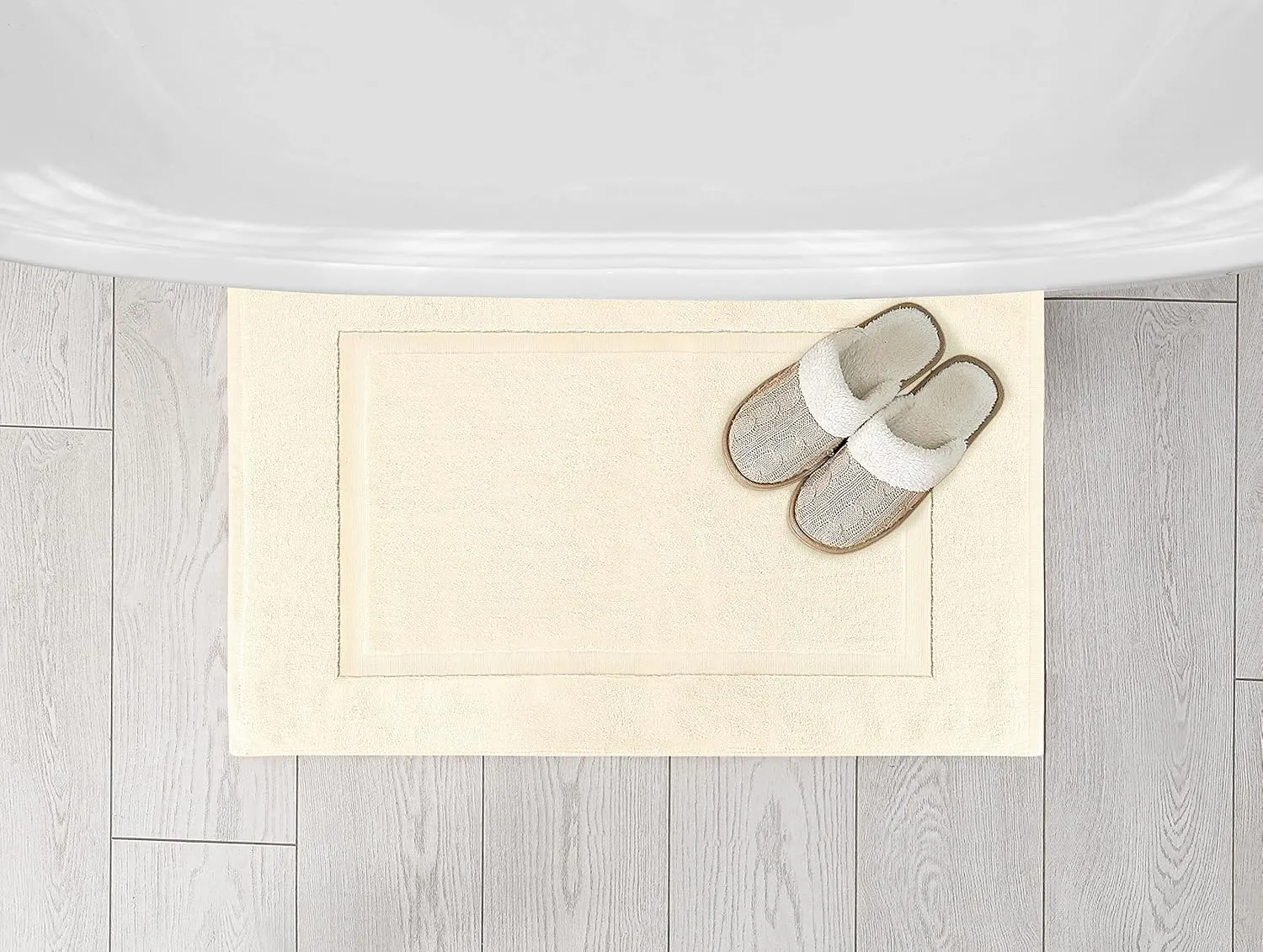 Utopia Towels Cotton Banded Rug, Bath Mats, Not a Bathroom Rug, 21 by 34 Inches, 100% Ring Spun Cotton, Highly Absorbent Shower Bathroom Floor Mat, Ivory, 2 Pack
