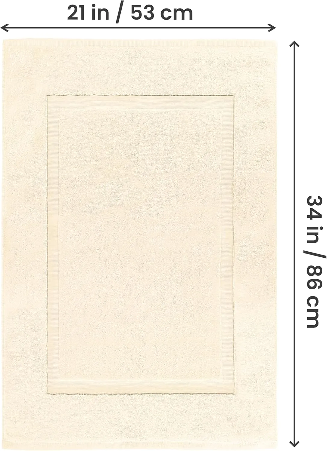Utopia Towels Cotton Banded Rug, Bath Mats, Not a Bathroom Rug, 21 by 34 Inches, 100% Ring Spun Cotton, Highly Absorbent Shower Bathroom Floor Mat, Ivory, 2 Pack