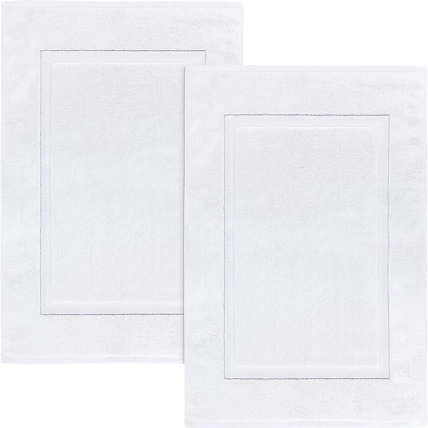 Utopia Towels Cotton Banded Rug, Bath Mats, Not a Bathroom Rug, 21 by 34 Inches, 100% Ring Spun Cotton, Highly Absorbent Shower Bathroom Floor Mat, White, 2 Pack
