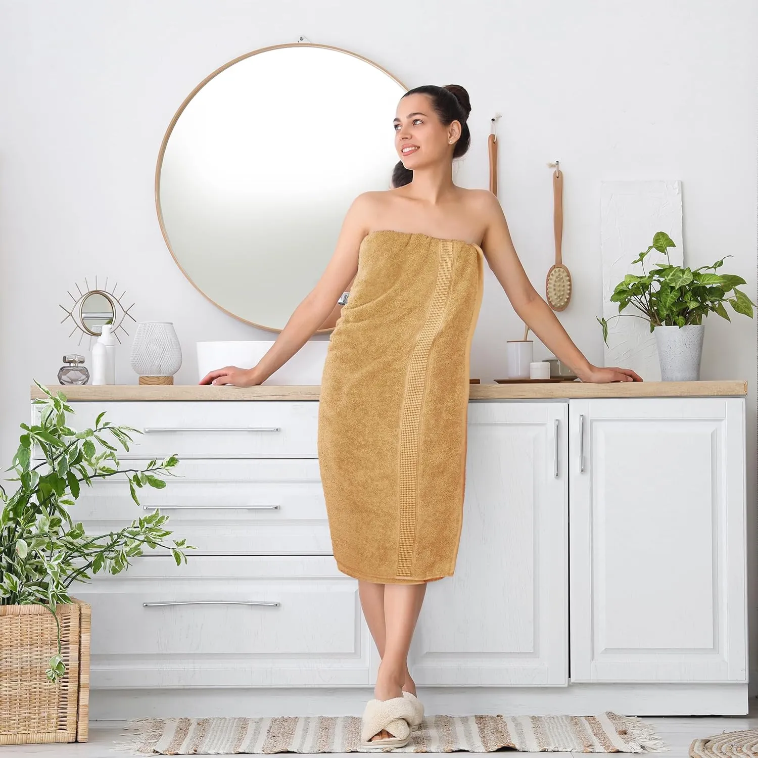 Utopia Towels Luxurious Jumbo Bath Sheet 2 Piece, 600 GSM, 35 by 70 Inches, 100% Ring Spun Cotton, Highly Absorbent and Quick Dry Extra Large Bath Towel, Super Soft Towel, Champagne