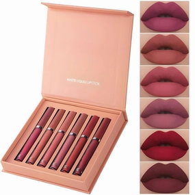V.e.l.v.e.t. Matte. Liquid.co Lipstick Set, 6 Deep Red Shades, Waterproof, Non-Stick, 0.16 Fl Oz