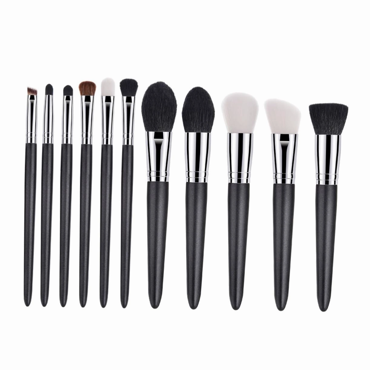 Vaguelly 11 Pcs Goat Hair Makeup Brush Set with Wooden Handles Professional Blending Brushes for Foundation Blush Eye Shadows and Concealers for Womens Cosmetics