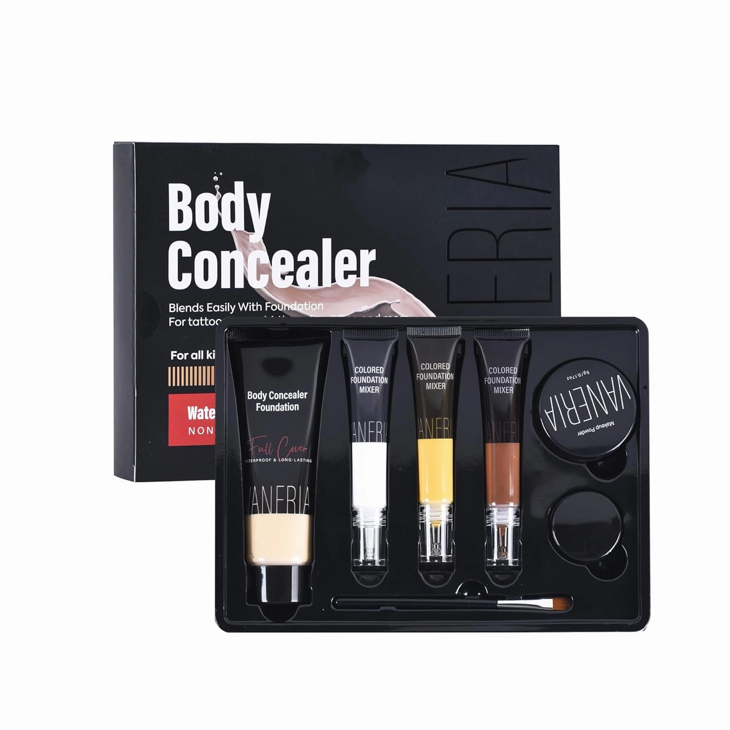 VANERIA Body Concealer, Tattoo Cover Up, Tattoo Cover Up Makeup Waterproof, Suitable For Scars, Birthmarks, Vitiligo and All Kinds Of Skin Tone, 3 Colors, 283g