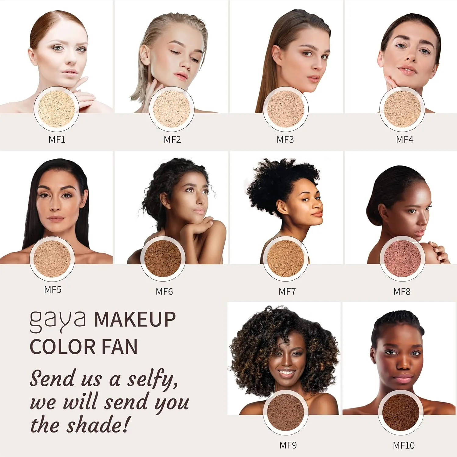Vegan Mineral Powder Foundation Light to Full Coverage, Natural Foundation for Natural-Looking, Mica Mineral Foundation, Cruelty Free, No Chemicals by Gaya Cosmetics (MF3)