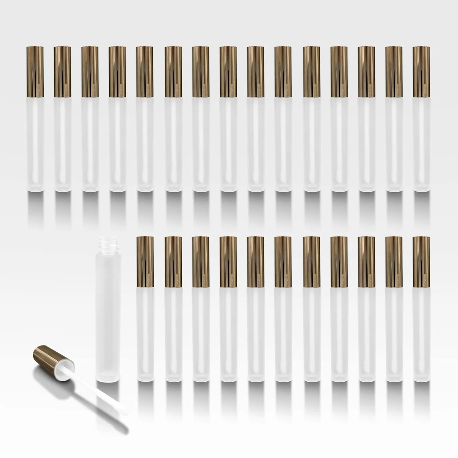 Vibe Frosted Lip Gloss Tubes w/Shiny Gold Cap & Doe Foot Wand (Carton - 336 Pack)