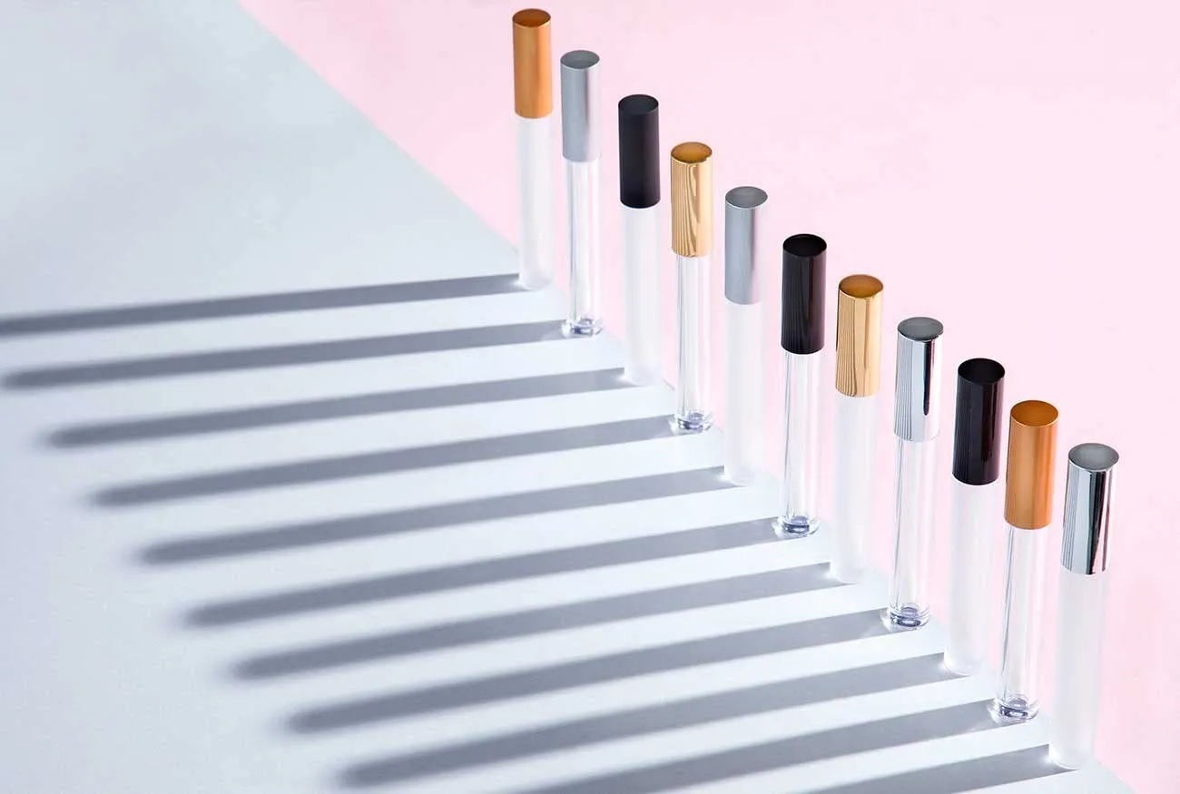 Vibe Frosted Lip Gloss Tubes w/Shiny Gold Cap & Doe Foot Wand (Carton - 336 Pack)