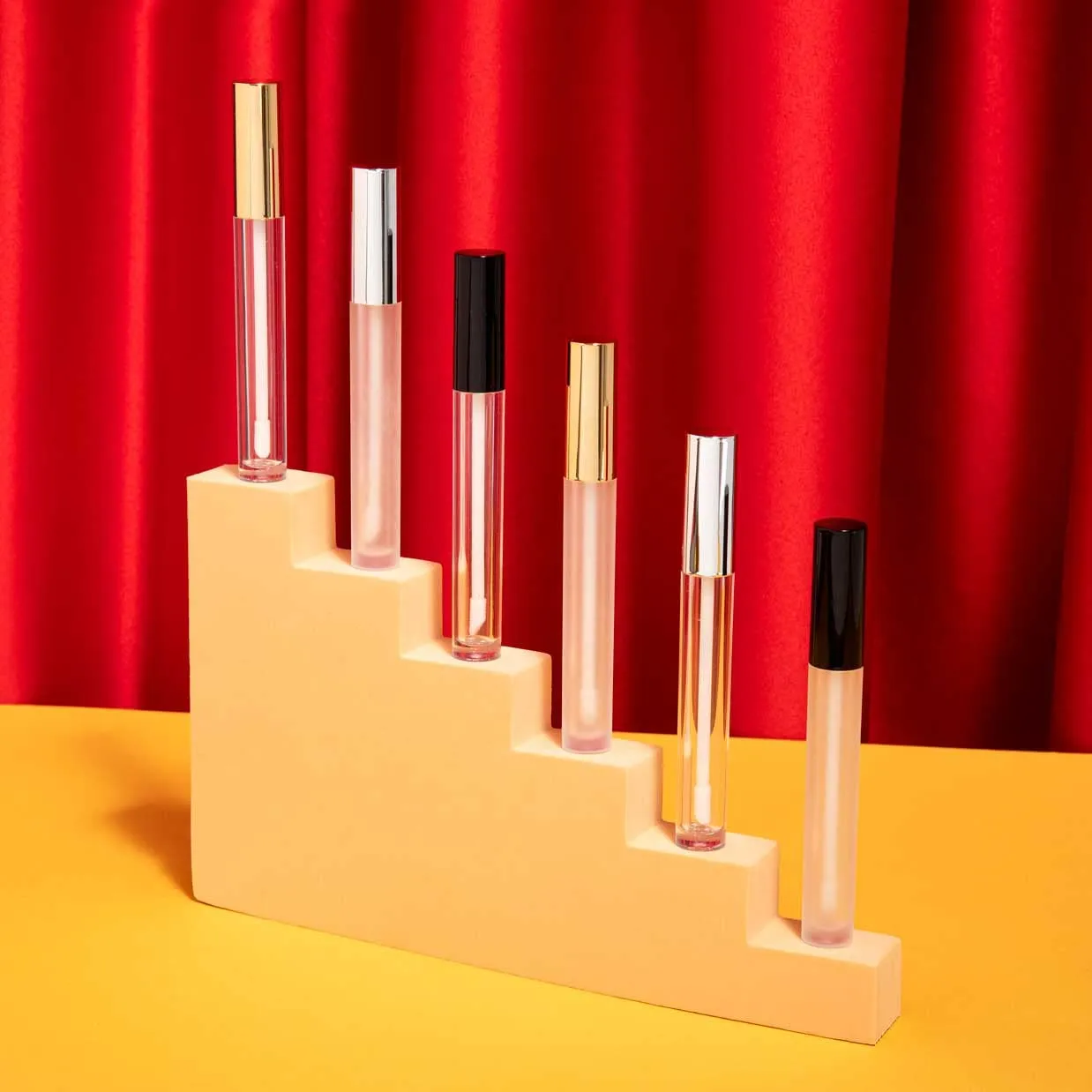 Vibe Frosted Lip Gloss Tubes w/Shiny Gold Cap & Doe Foot Wand (Carton - 336 Pack)