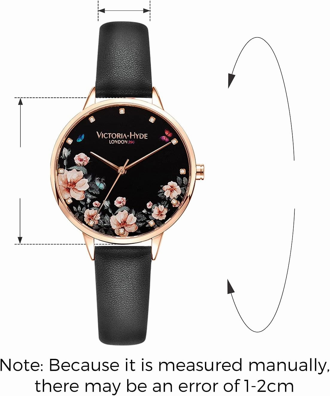 VICTORIA HYDE Quartz Watches for Women Floral Dial with Stainless Steel Mesh Band Genuine Leather Strap Waterproof Ladies Wristwatch