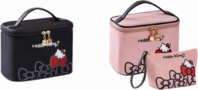 Vimanllie Travel Makeup Bag Large Cosmetic Bags with Brush Holder, Pink Waterproof 2PCS Portable Cosmetic Case for Women, Toiletry Bag for Skincare & Beauty Tools for Her