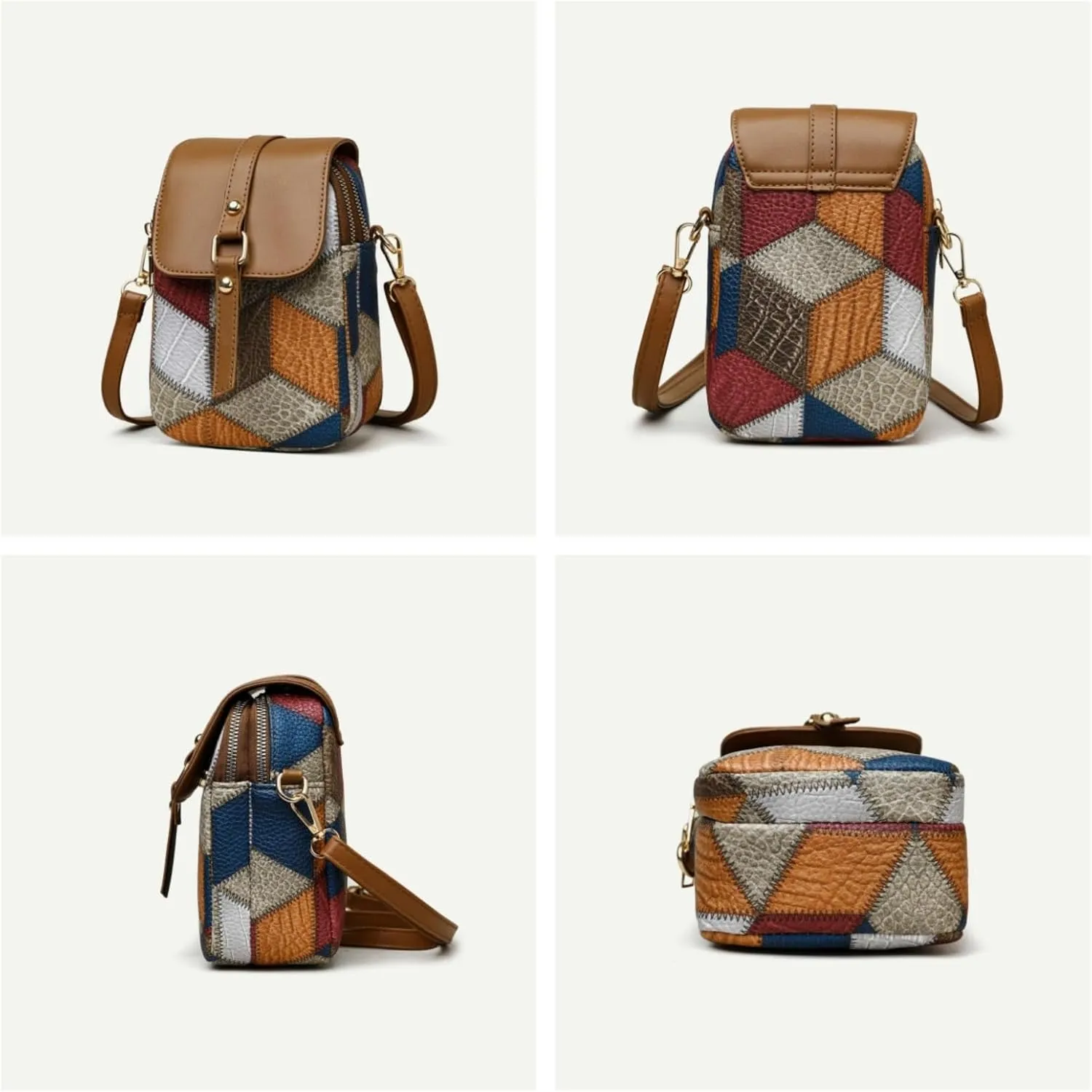 Vintage Crossbody Phone Bag for Women, crossbody bags for women Leather Shoulder Purse and Handbag with Earphone Hole