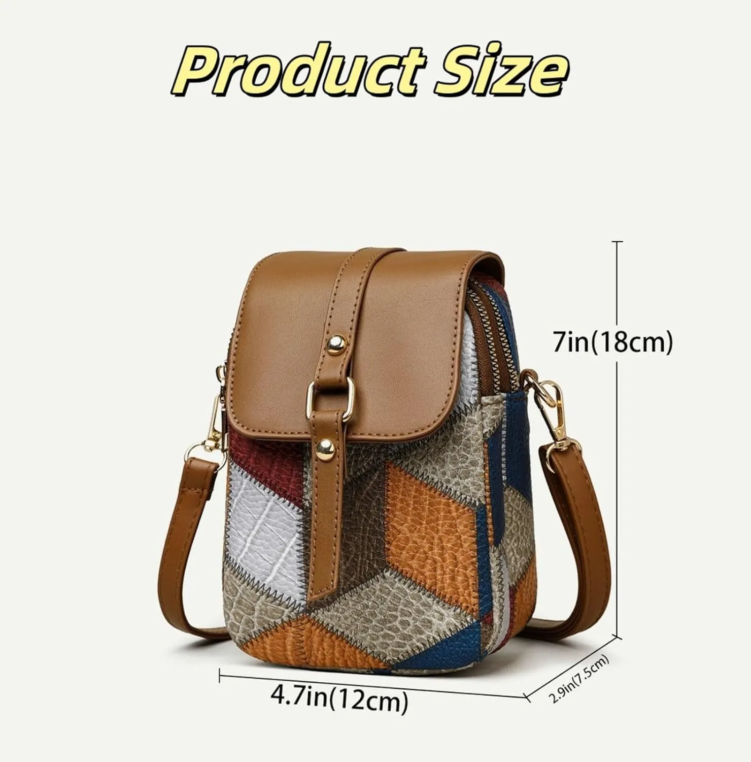 Vintage Crossbody Phone Bag for Women, crossbody bags for women Leather Shoulder Purse and Handbag with Earphone Hole