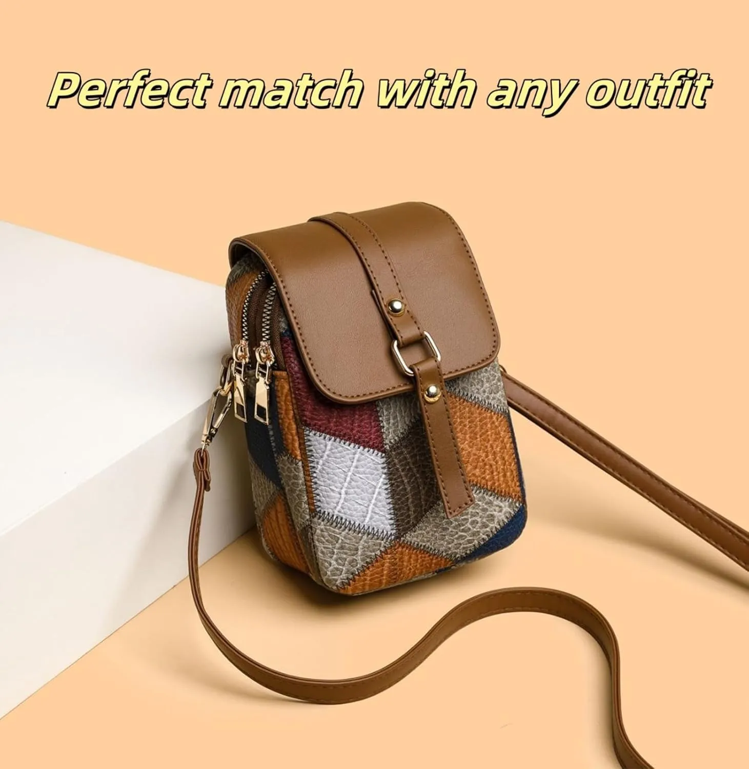 Vintage Crossbody Phone Bag for Women, crossbody bags for women Leather Shoulder Purse and Handbag with Earphone Hole