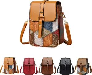 Vintage Crossbody Phone Bag for Women, crossbody bags for women Leather Shoulder Purse and Handbag with Earphone Hole
