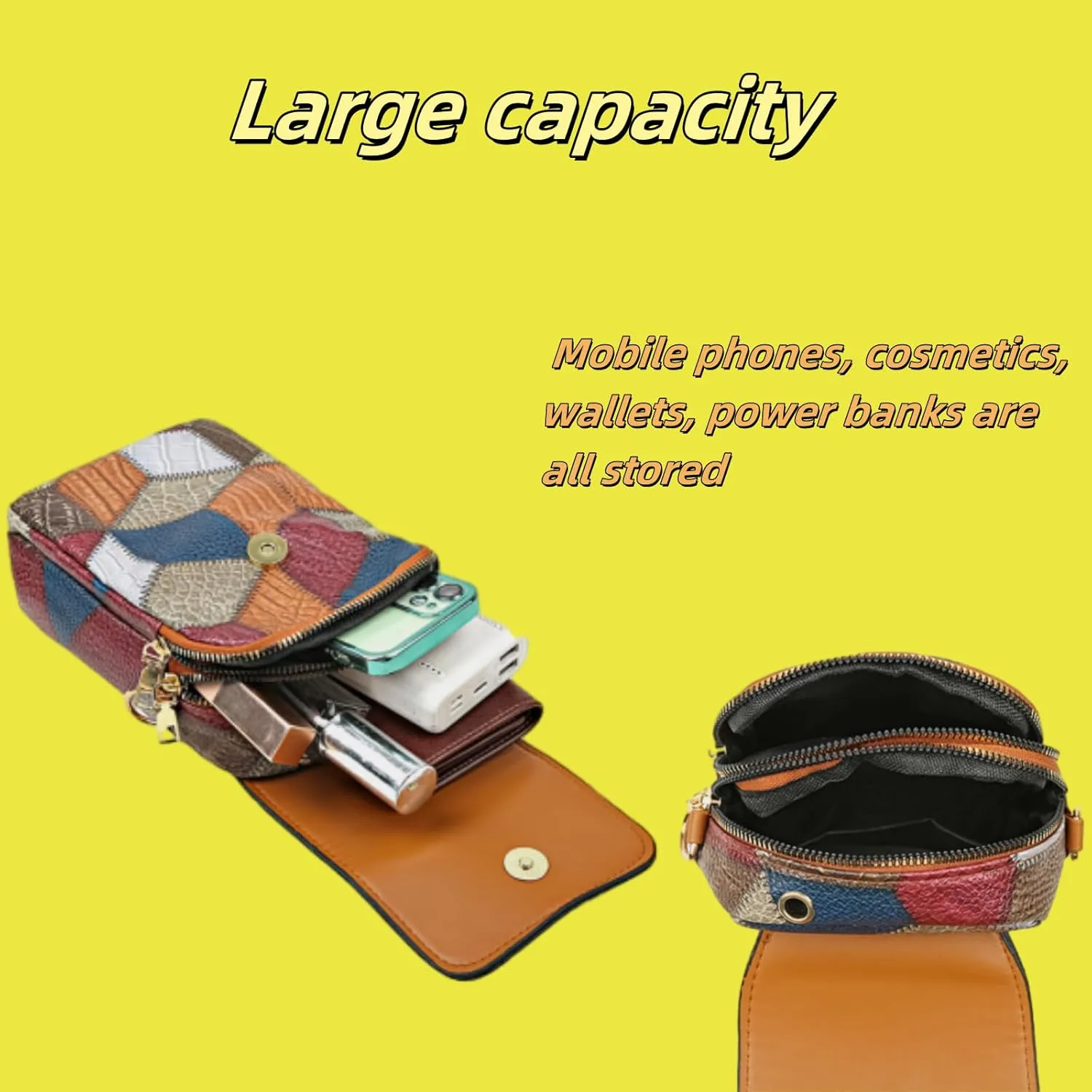 Vintage Crossbody Phone Bag for Women, crossbody bags for women Leather Shoulder Purse and Handbag with Earphone Hole