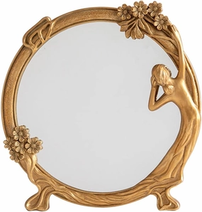 Vintage Makeup Vanity Retro Cosmetic Mirror Antique Finish Oval for Home Dormitory