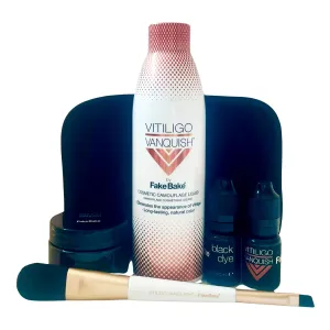 Vitiligo Vanquish Cosmetic Camouflage Kit by Fake Bake Liquid Concealer, Long Lasting Natural Color Customization Eliminates Appearance of Skin Depigmentation For Women & Men - Cover Lasts For Days