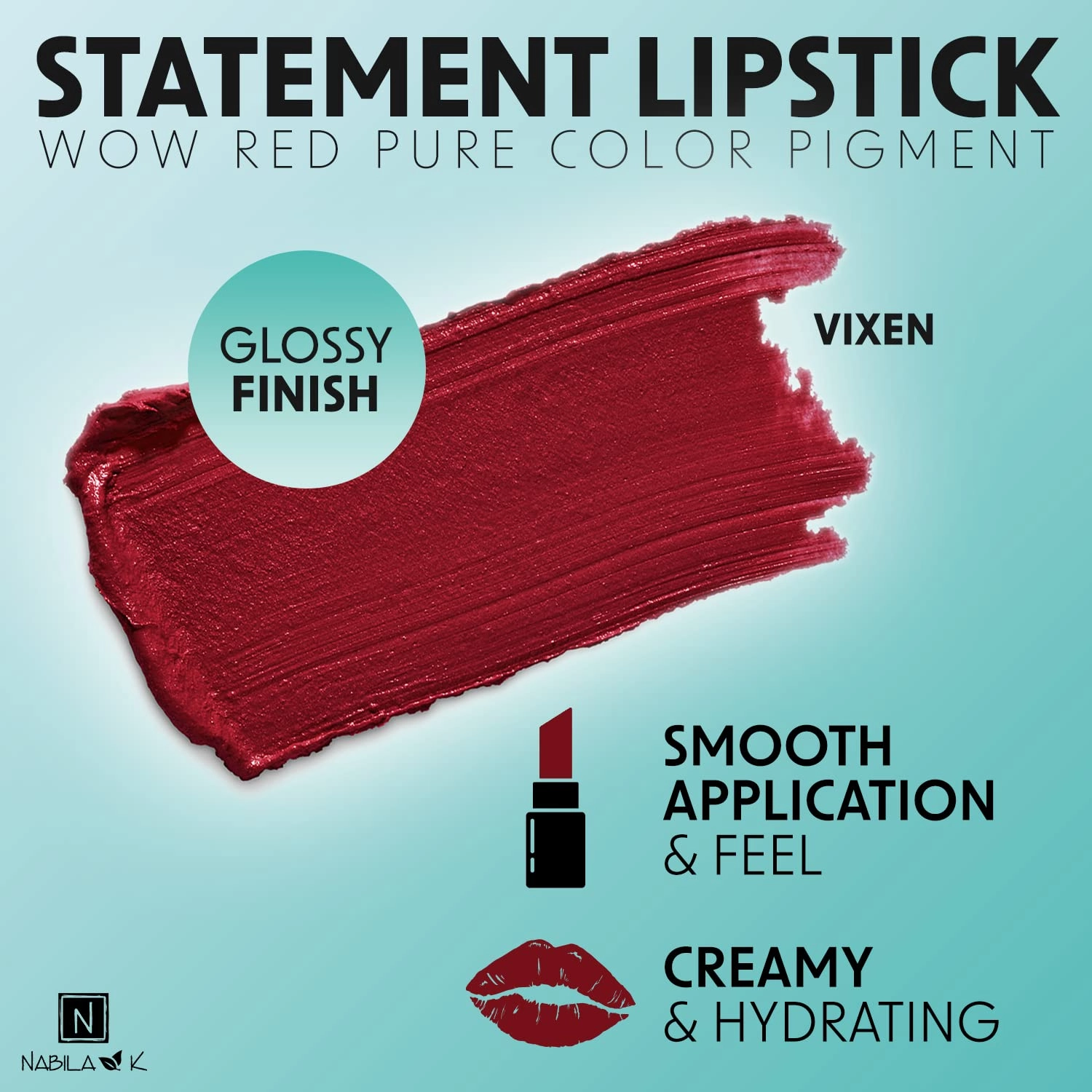 Vixen Lipstick - Long-Lasting - Glossy Finish - Pure Color Pigment - Hydrates & Seals in Moisture - Lip Color for Perfect Pout - Hypoallergenic - Cruelty-Free - Paraben-Free - 0.25 oz