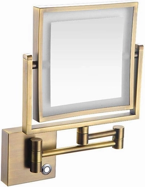 Wall Mounted Makeup Mirror with LED Lighted, 3X Magnification, 360 Degree Swivel, Two-Sided Extendable, 8 Inch Rectangle, Extendable Arm, for Bathroom