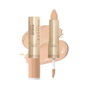 Wander Beauty Dualist Matte and Illuminating Concealer Makeup - Light - Dual-Ended Matte Concealer Stick   Liquid Concealer - Full Coverage Concealer Brightens, Firms & Hydrates Under Eyes -0.28 fl oz