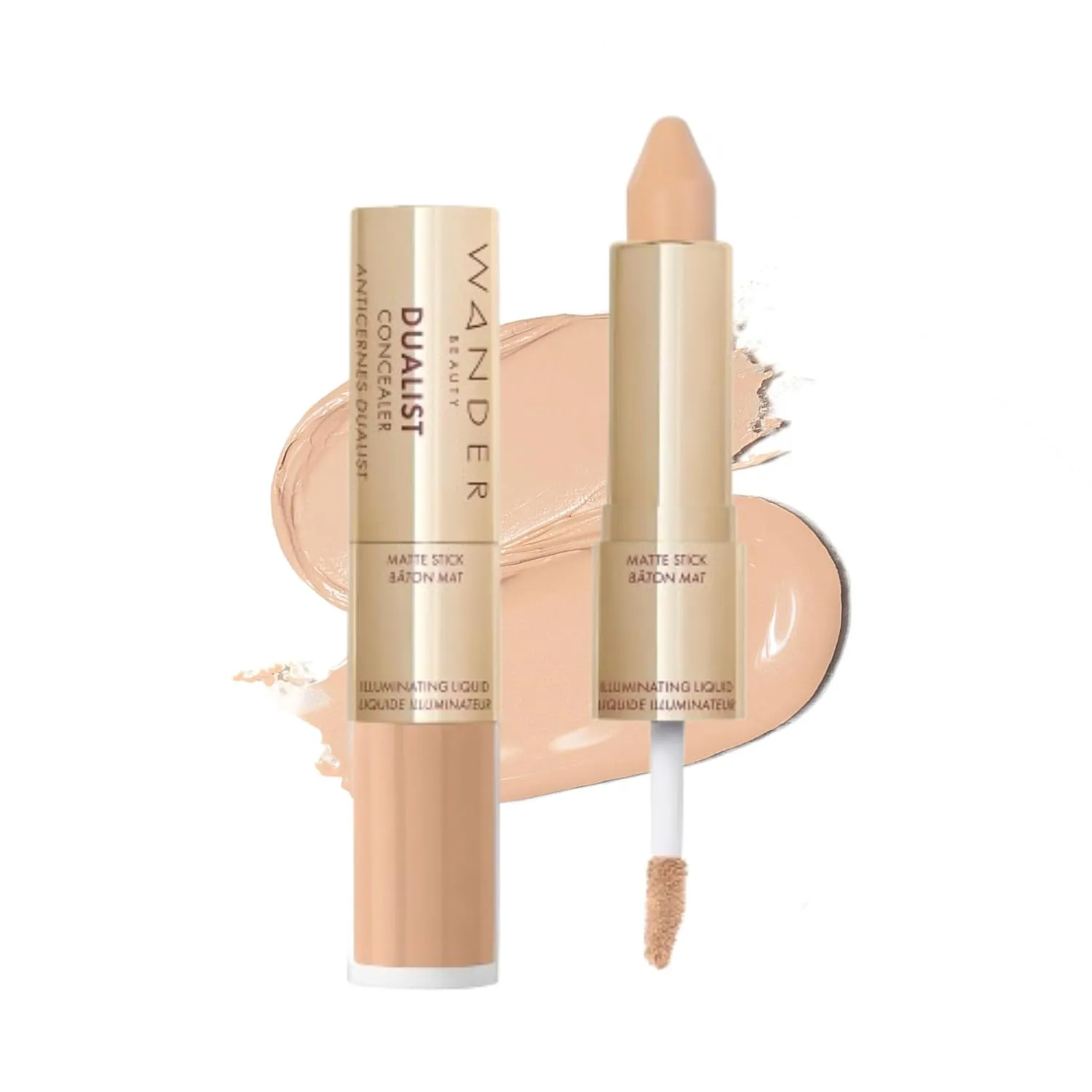 Wander Beauty Dualist Matte and Illuminating Concealer Makeup - Light - Dual-Ended Matte Concealer Stick   Liquid Concealer - Full Coverage Concealer Brightens, Firms & Hydrates Under Eyes -0.28 fl oz