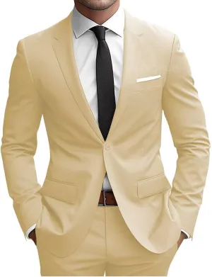 Wangyue 2 Piece Suit Men Slim Fit Suits for Mens One Button Men Suit Slim Fit Wedding Groomsmen Prom Homecoming Suits
