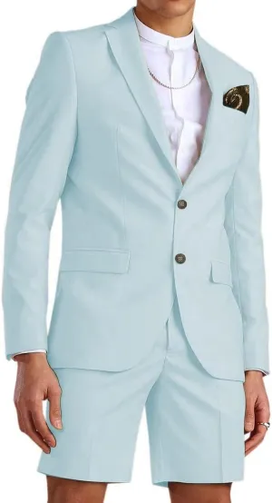 Wangyue Mens Suit 2 Piece Slim Fit Shorts Suits for Men Casual Summer Beach Wedding Suit Prom Dinner