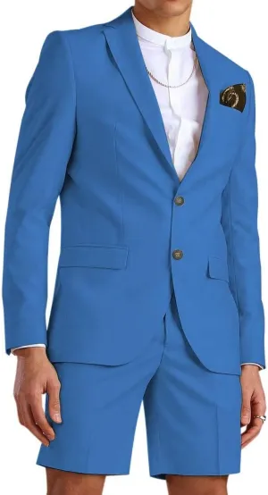 Wangyue Shorts Suits for Men 2 Piece Slim Fit Two Button Men Shorts Suit Set Casual Prom Summer Beach Wedding