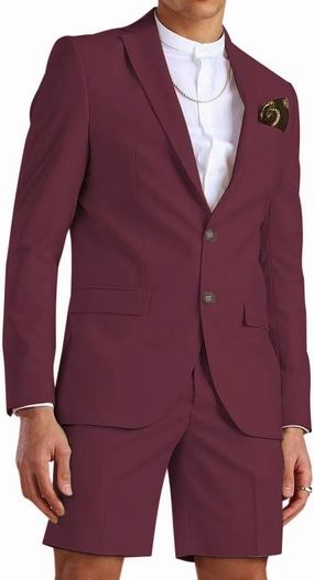 Wangyue Shorts Suits for Men 2 Piece Slim Fit Two Button Men Shorts Suit Set Casual Prom Summer Beach Wedding