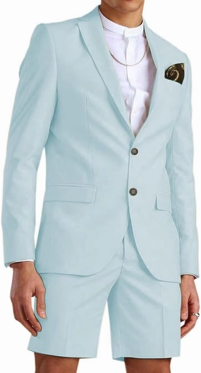 Wangyue Shorts Suits for Men 2 Piece Slim Fit Two Button Men Shorts Suit Set Casual Prom Summer Beach Wedding