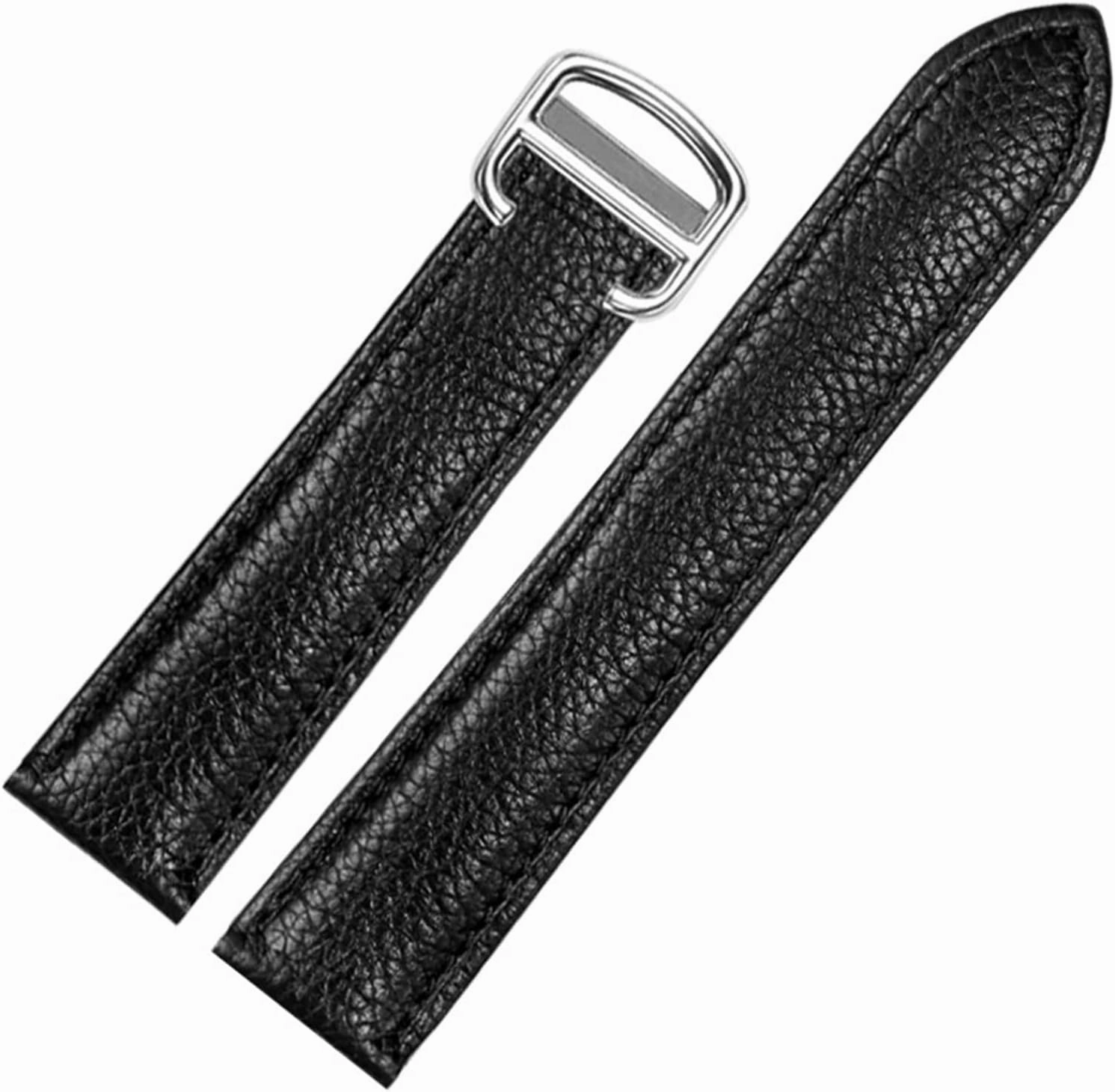 Watch Band for Cartier Tank Solo Men Lady Deployant Clasp Watch Strap Genuine Leather Soft Watch Bracelet Belt 20mm 22mm 23mm (Color : Green-Rose Gold, Size : 17mm)