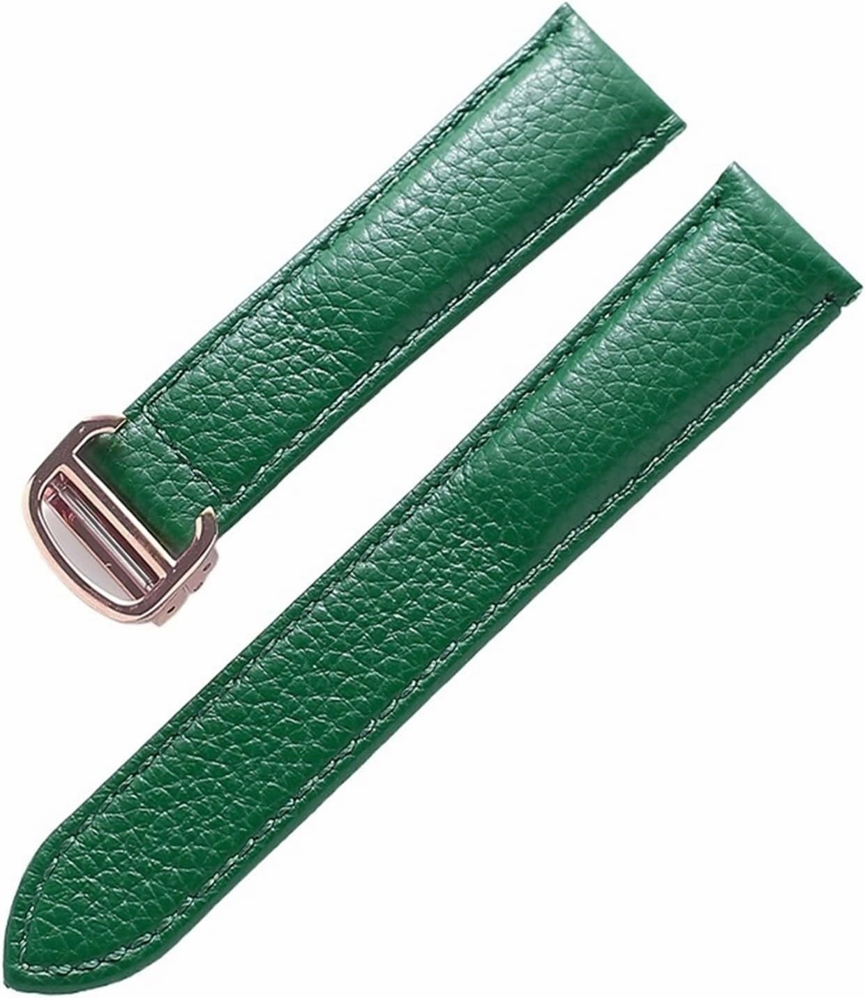 Watch Band for Cartier Tank Solo Men Lady Deployant Clasp Watch Strap Genuine Leather Soft Watch Bracelet Belt 20mm 22mm 23mm (Color : Green-Rose Gold, Size : 25mm)