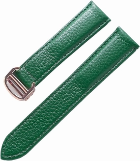 Watch Band for Cartier Tank Solo Men Lady Deployant Clasp Watch Strap Genuine Leather Soft Watch Bracelet Belt 20mm 22mm 23mm (Color : Green-Rose Gold, Size : 25mm)