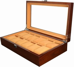 Watch Boxes Wooden Watch Box Case Organizer Display For Men Women 12 Slots Wood Box With Large Clear Glass Top Men's Watches (Color : A Size : One size)