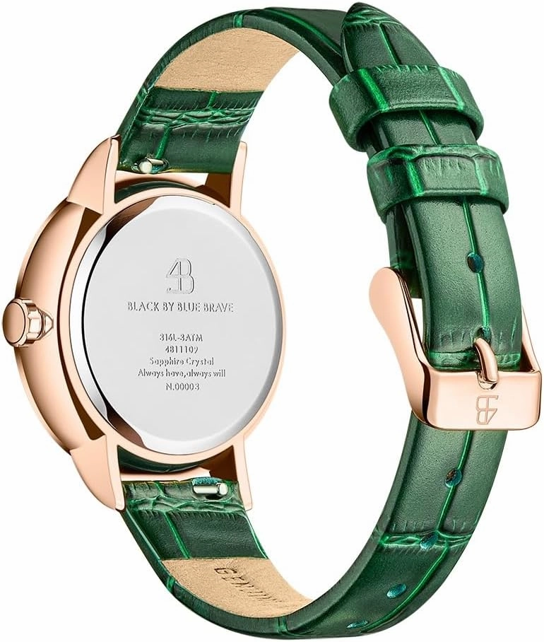 Water Lily Women's Watch: Moving Bees with Genuine Leather Strap Watch for Women
