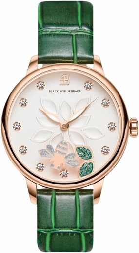 Water Lily Women's Watch: Moving Bees with Genuine Leather Strap Watch for Women
