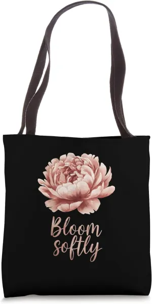 Watercolor Floral Bloom Softly Rose-Gold Peony Art Tote Bag