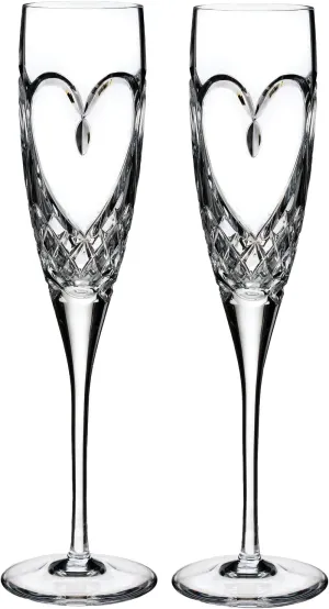 Waterford Love True Love Crystal Toasting Flute Pair