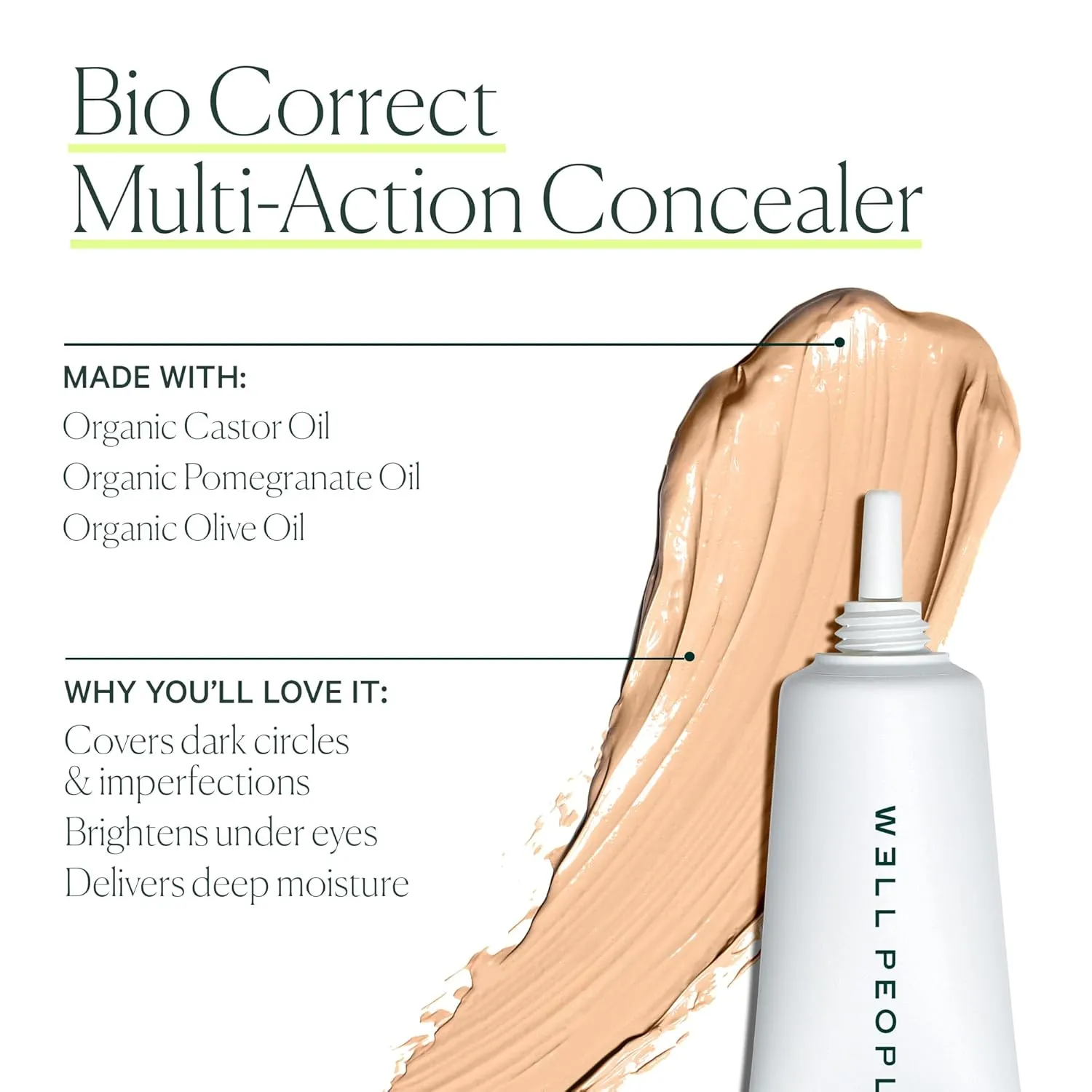 Well People Bio Correct Concealer, Full-coverage, Nourishing Liquid Concealer For Concealing & Correcting, Hydrating Formula, Vegan & Cruelty-free, 9N