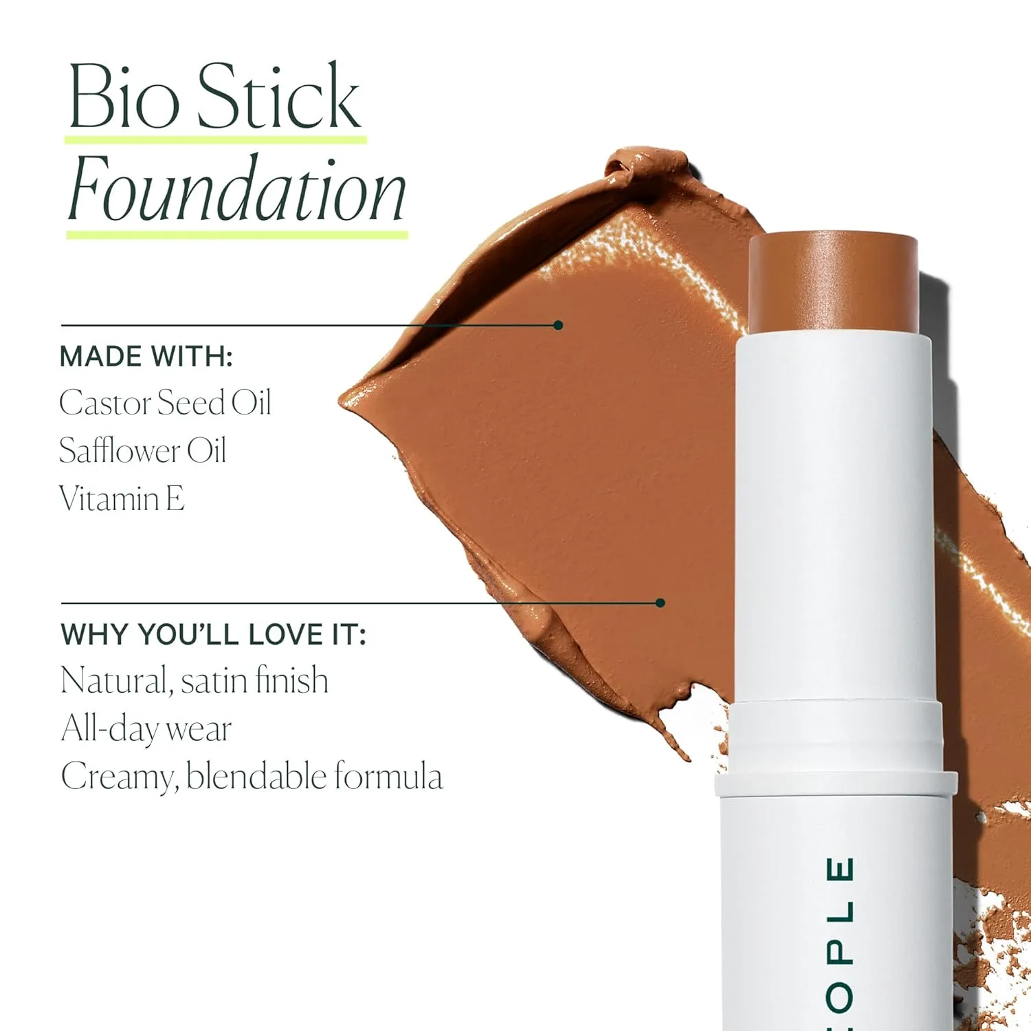 Well People Bio Stick Foundation, Creamy, Multi-use, Hydrating Foundation For Glowing Skin, Creates A Natural, Satin Finish, Vegan & Cruelty-free, 0W