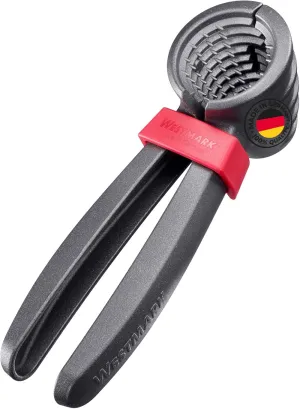 Westmark Nutsprofi - Heavy Duty Nutcracker for Walnuts, Brazil Nuts and Hazelnuts, Effortless Use, Includes Clip to Hold Tongs Together - Aluminium, Anthracite/Red