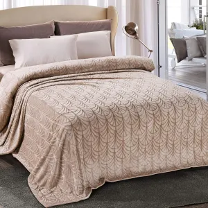 Whale Flotilla Flannel Fleece King Size Blanket for Bed, Soft Fluffy Velvet Bedspread Coverlet with Decorative Vintage Pattern for All Season, Warm and Lightweight, 90x104 Inch, Champagne