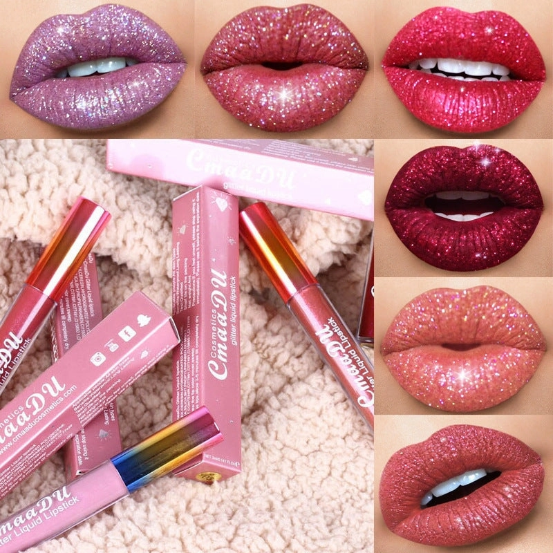 Wholesale CmaaDu Rhinestone Symphony Shiny Matte Metallic Lip Gloss Lipstick JDC-MK-Nic008