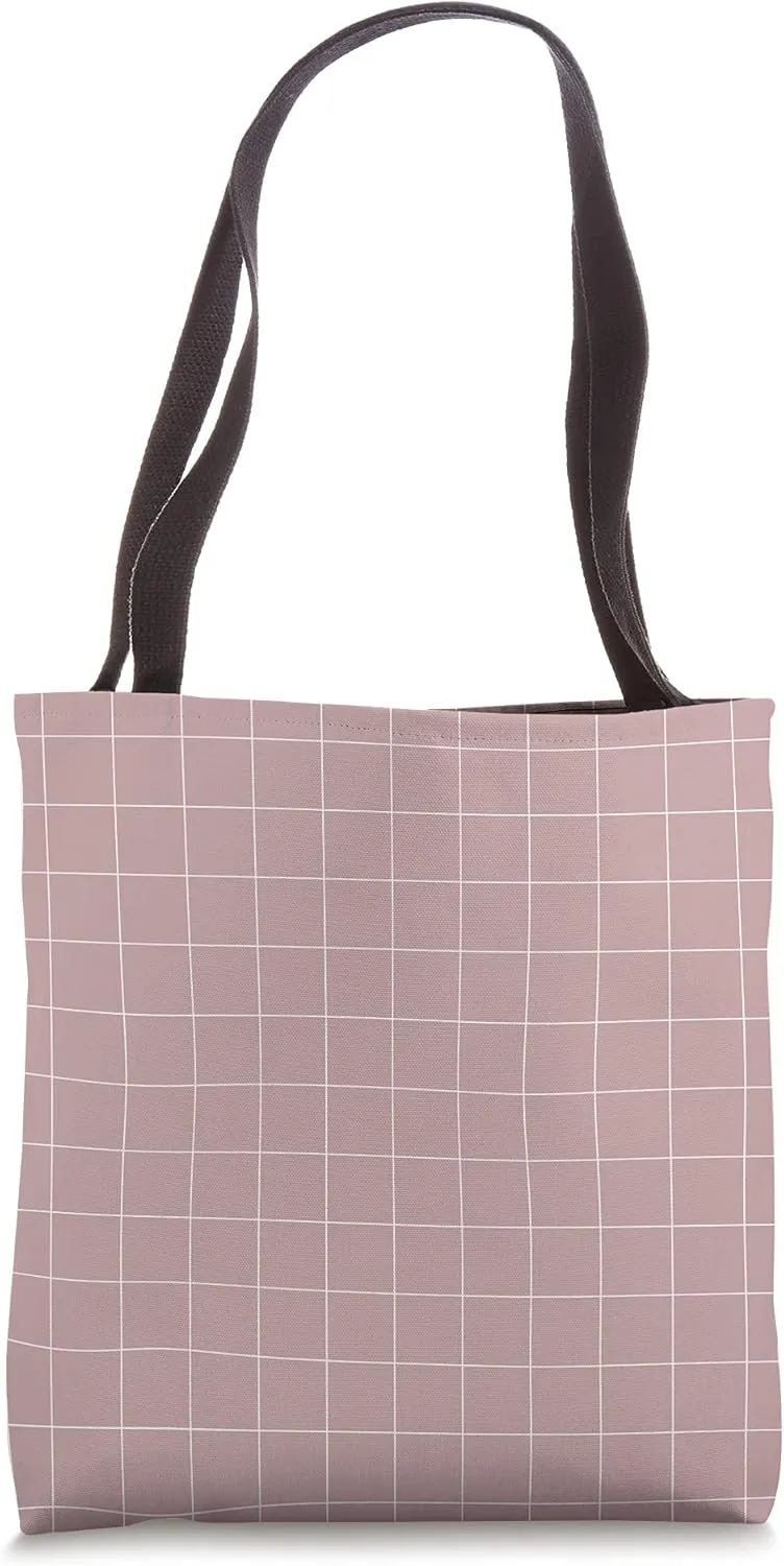Windowpane Check Grid (white/dusty rose) Tote Bag