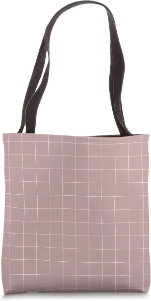 Windowpane Check Grid (white/dusty rose) Tote Bag