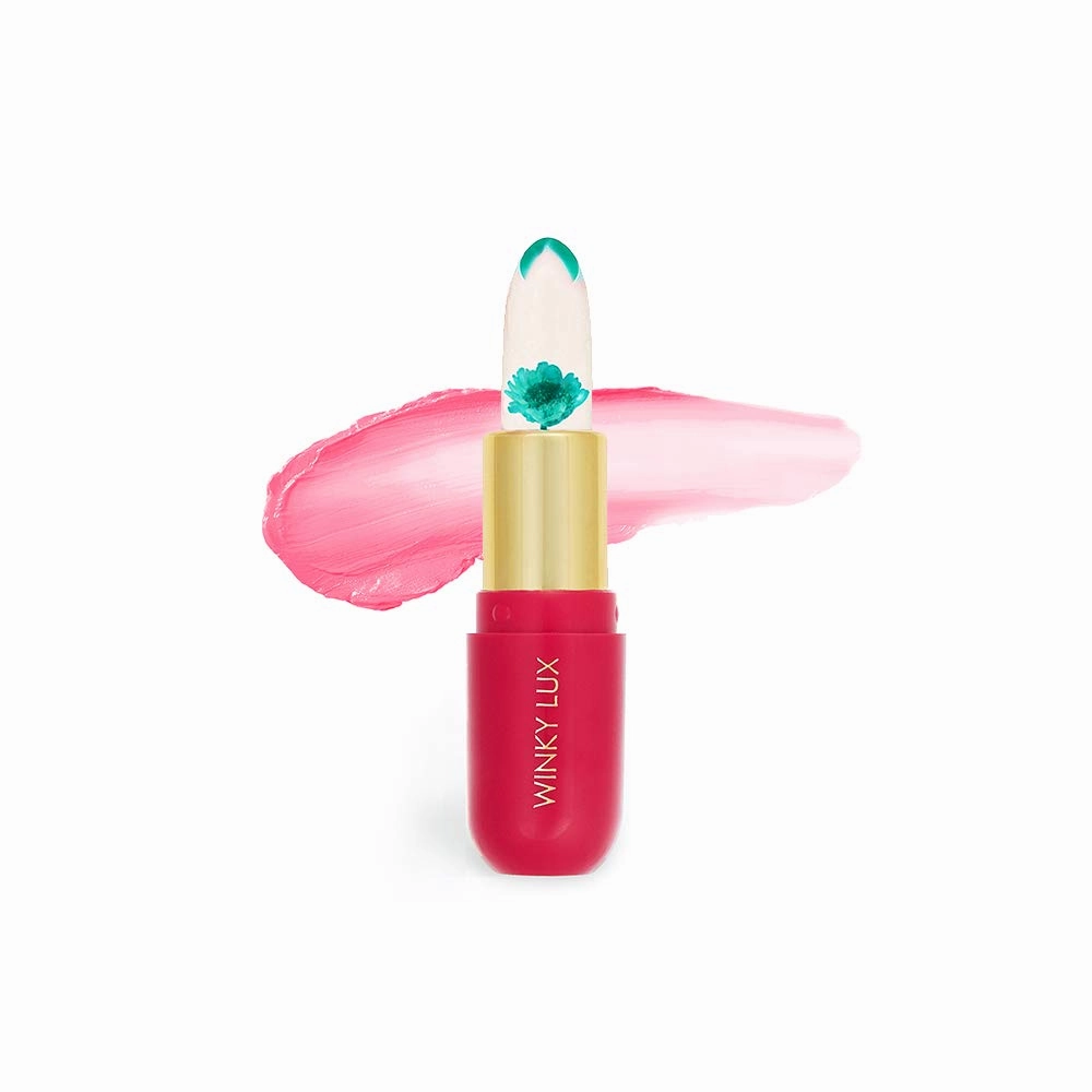 Winky Lux Flower Balm, pH Lip Balm, Color Changing Lipstick and Tinted Stain, Vegan & Cruelty Free Lip Balm, Hydrate & Plump, Sheer Pink Lipstick, Blue Flower