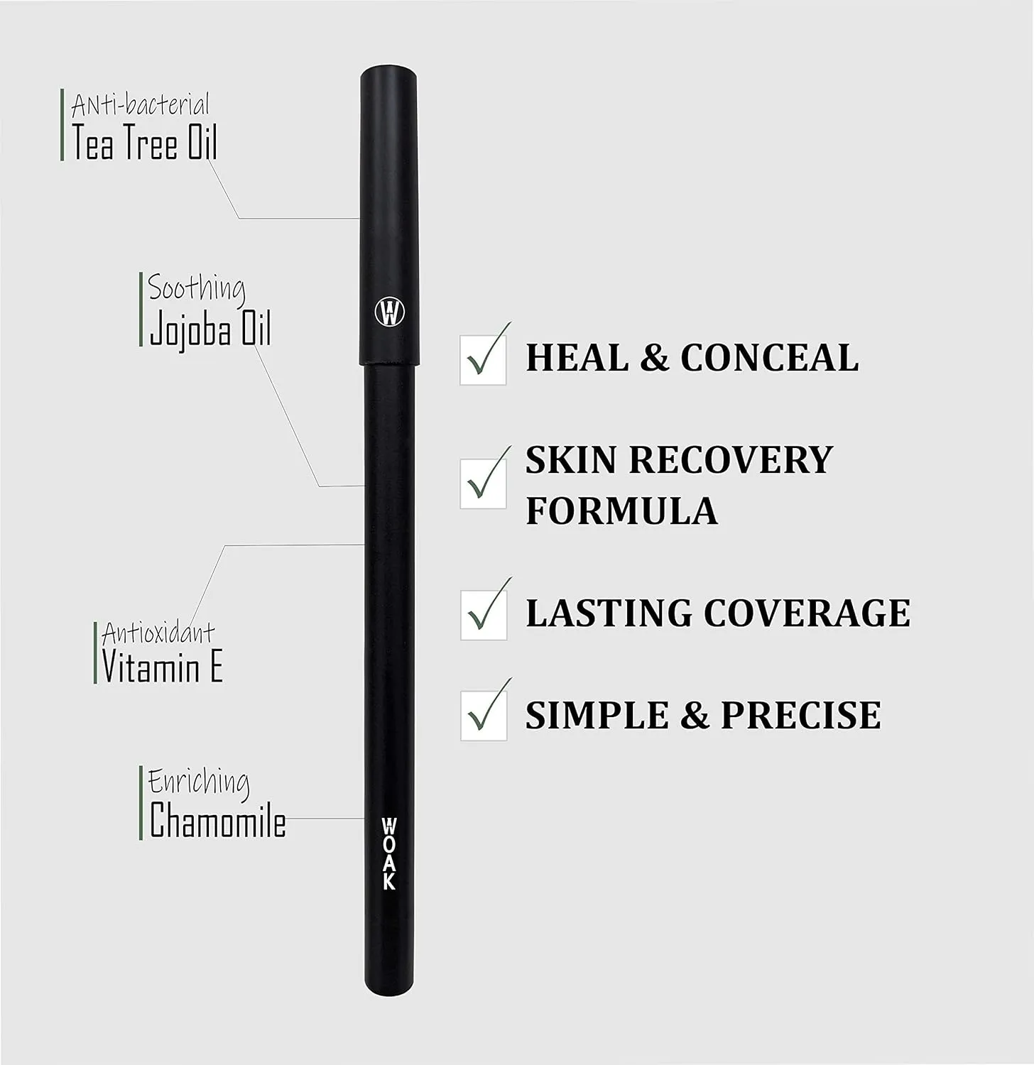WOAK Stealth Fighter Pen - Concealer for Men – Hybrid Skin Care - Hide and Fight Blemishes (Medium)