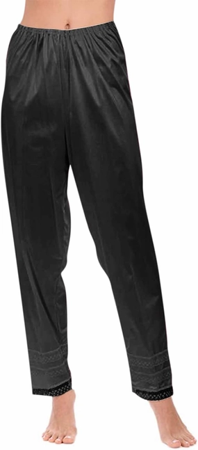 Women's Silk Pettipants Slip Ankle Length Snip-it Pant Liner Satin Culotte Slip Elastic Waistband Lace Sleep Pants