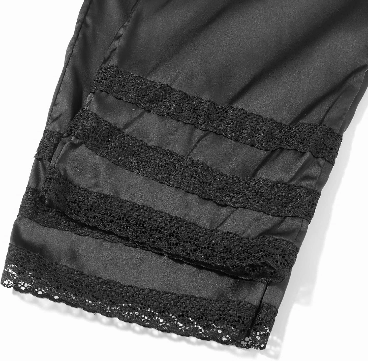 Women's Silk Pettipants Slip Ankle Length Snip-it Pant Liner Satin Culotte Slip Elastic Waistband Lace Sleep Pants