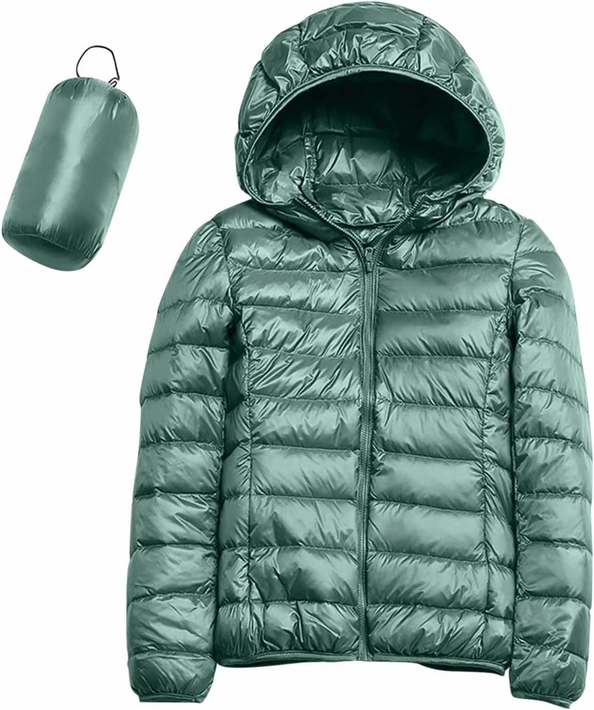 Women's Winter Coats Lightweight Packable Hooded Puffer Jacket Warm Down Coat Ski Coat Long Sleeve Zip Up Quilted Overcoat