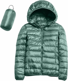 Women's Winter Coats Lightweight Packable Hooded Puffer Jacket Warm Down Coat Ski Coat Long Sleeve Zip Up Quilted Overcoat